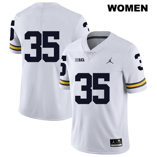 Women's NCAA Michigan Wolverines Luke Buckman #35 No Name White Jordan Brand Authentic Stitched Legend Football College Jersey KK25S17AW